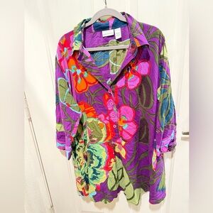 Soft Surroundings floral popover tunic top 2X